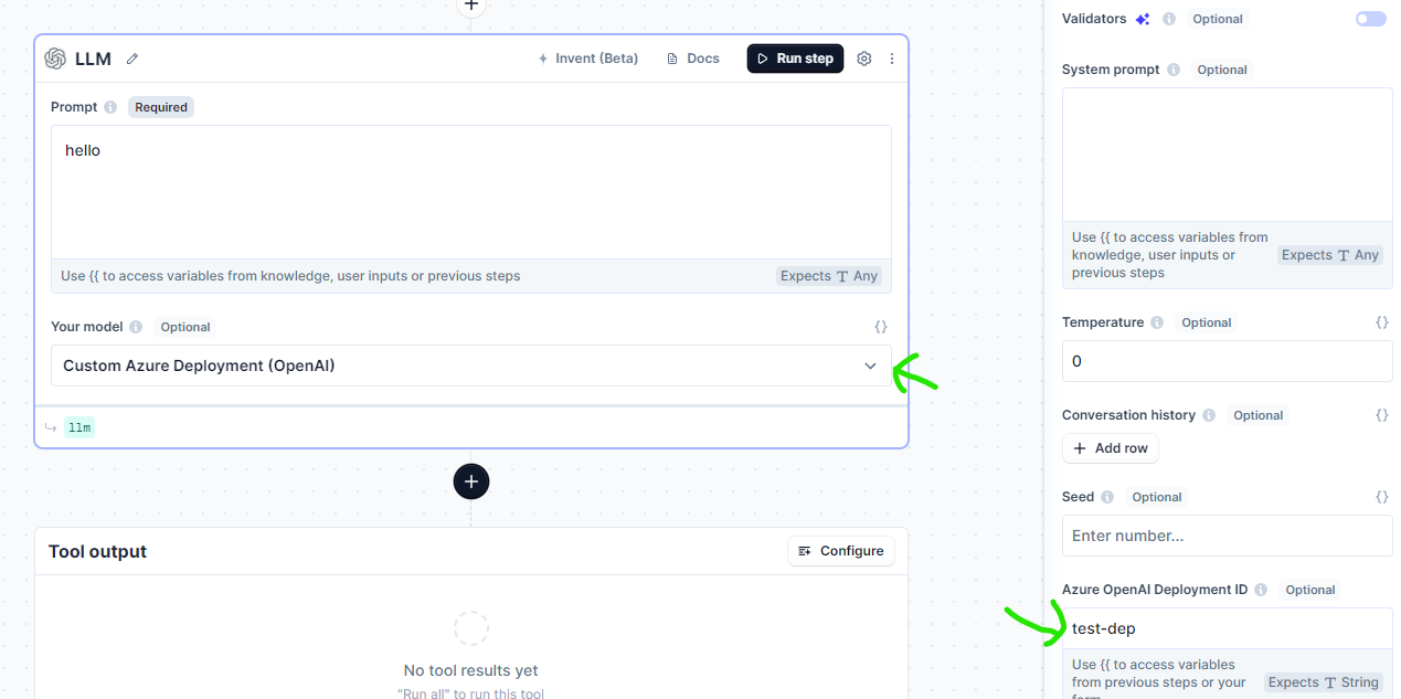 Configure the LLM step