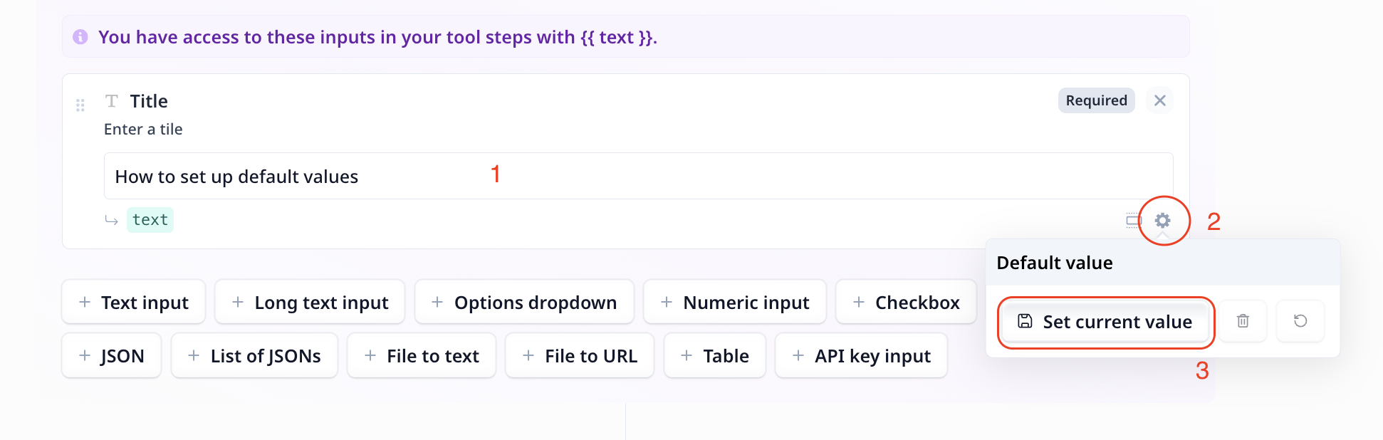 Input default values